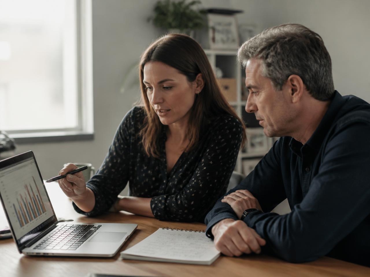 Analyst and business owner reviewing one connected marketing dashboard
